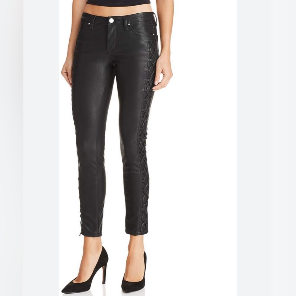 Blank NYC Vegan Leather Low Ride Straight Leg Cropped Pants size 27